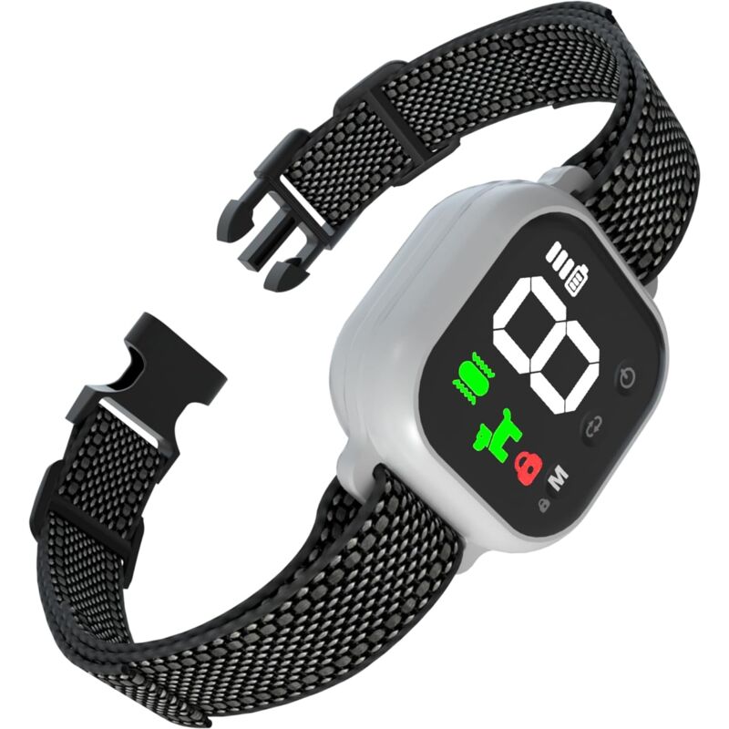 Collier Anti Aboiement Chien Automatique,Contrôle Anti-aboiement Intelligent,3 Modes Choc Statique/Vibration/Son,8 Niveaux de Sensibilité,Étanche et