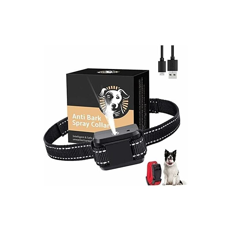 Collier Anti Aboiement Chien, Citronnelle Collier Anti Aboiement Chien Spray, Collier de Dressage Rechargeables Et Sécuritaires avec 2 Sangles pour