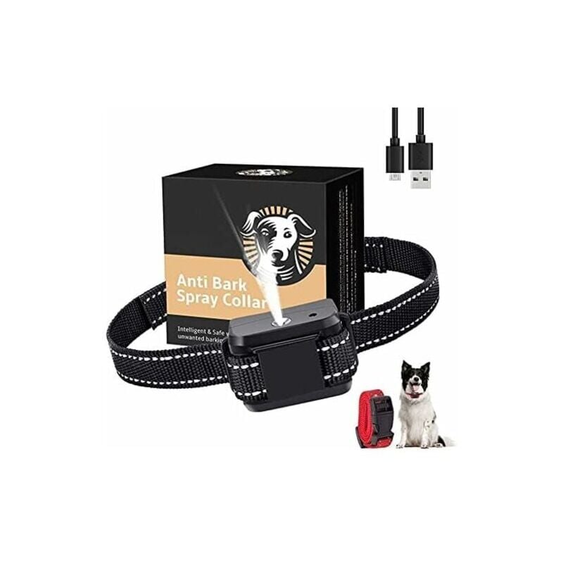 Collier Anti Aboiement Chien, Citronnelle Collier Anti Aboiement Chien Spray, Collier de Dressage Rechargeables Et Sécuritaires avec 2 Sangles pour