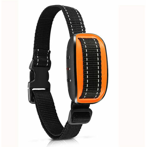 Collier Anti Aboiement Chien, Collier Dressage Chien pour Petit et Grand Chien, Intelligente Collier Anti-aboiement avec Vibration et Bip 7 Niveaux de Sensibilité - Orange