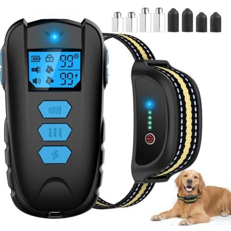 Collier Anti Aboiement Chien, Collier Eléctrique avec Télécommande de 800M Étanche IPX7 Rechargeable avec 3 Modes