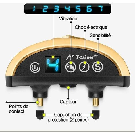 XVX Collier électrique anti-aboiement pour chien, 7 niveaux réglables, 3 modes de sensibilité/vibration/choc, sangle réglable de 19 à 62 cm, adapté aux petits/grands chiens, étanche IP66 (édition 2020)