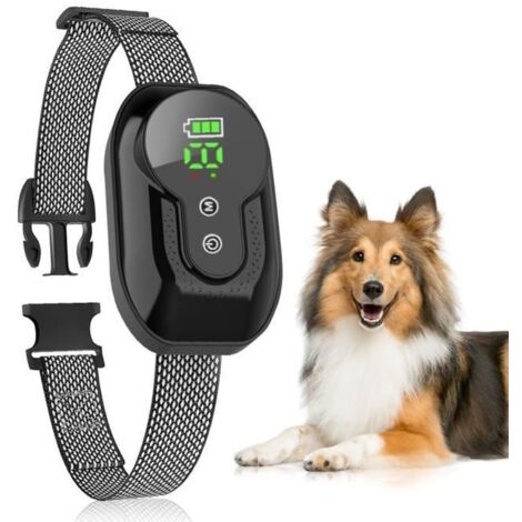 Collier Anti Aboiement Chien Rechargeable, Résistance à L’Eau IP67 , 3 Modes Choc Électrique-Vibration-Son Aide au Dressage