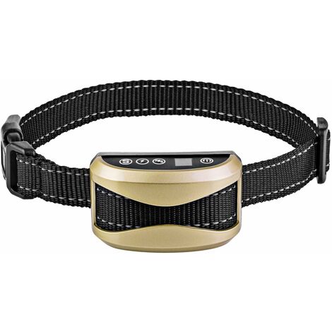 Collier Anti Aboiement Chien,Collier de Dressage avec Son/Vibration/Choc Modes,Rechargeable et étanche pour Petits,Moyens et Grands Chiens-Golden