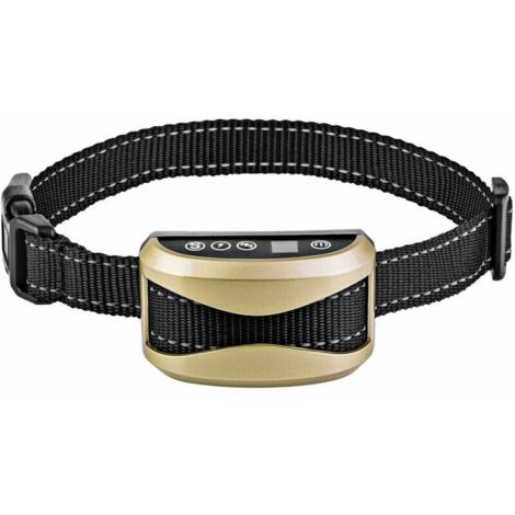 Collier Anti Aboiement Chien,Collier de Dressage avec Son/Vibration/Choc Modes,Rechargeable et étanche pour Petits,Moyens et Grands Chiens-Golden