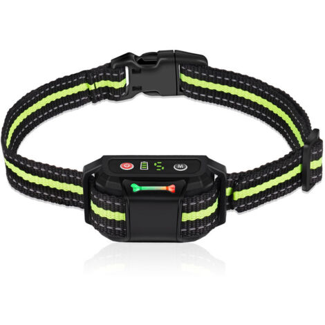 Collier Anti-aboiement pour Chiens, Rechargeable et Automatique avec Détection Intelligente des Aboiements avec Vibration, Son et Choc Electrique, IP67 Étanche - le noir