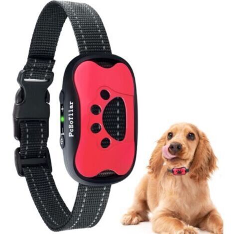 Collier anti-aboiement rechargeable pour chiens, collier de dressage pour chiens de petite, moyenne et grande taille, avec 2 modes de vibration et sonore, 7 niveaux de sensibilité, rose