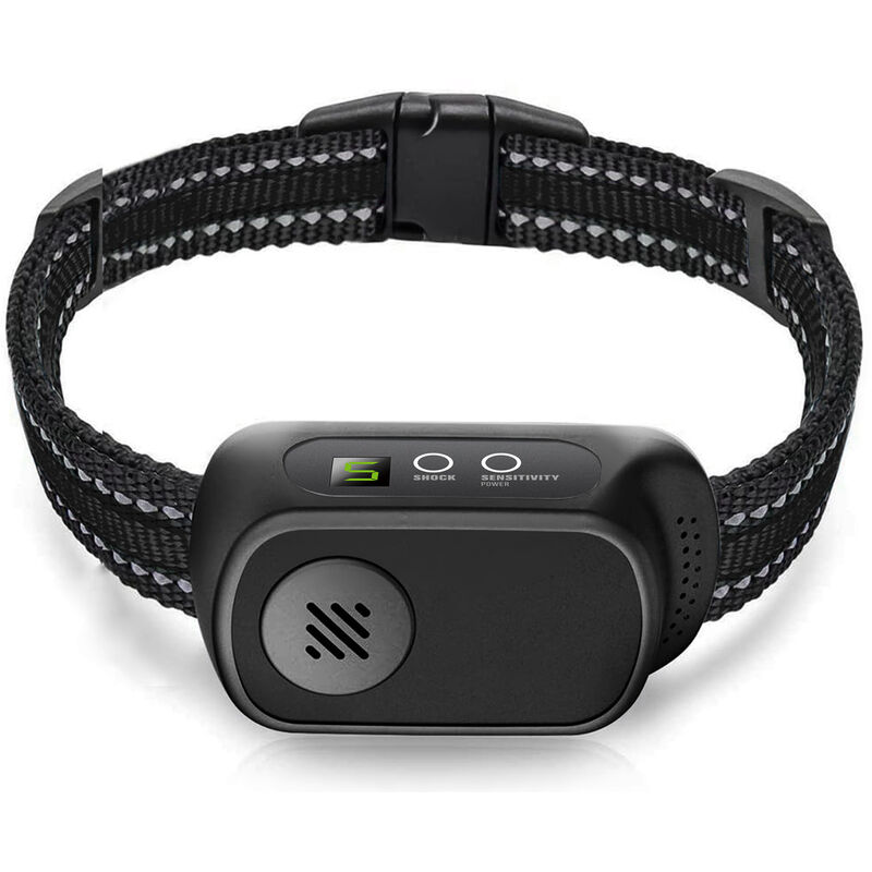 Serbia - Collier Anti-aboiements Automatique Rechargeable pour Chiens,5 Niveaux de Sensibilité Réglables, Modes Vibration, Choc Statique et Son,
