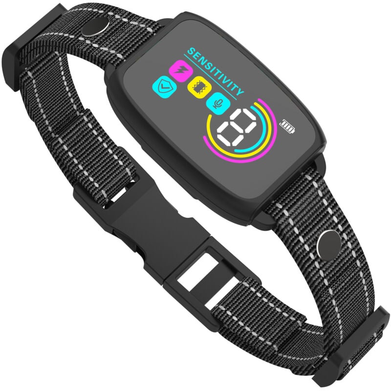 Crea - Collier anti-aboiements pour chiens, modes son/vibration/vibration forte, détection intelligente des aboiements, rechargeable, étanche IP67,