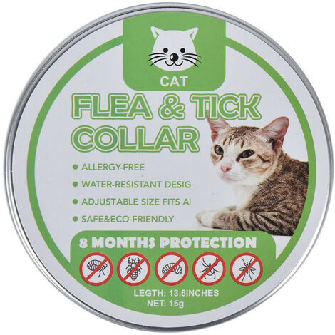 Collier anti-insectes pour animaux de compagnie pour chats et chiens Collier anti-puces réglable Collier anti-puces et anti-tiques (gris, pour chats)