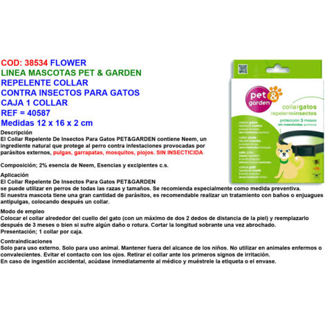 Collier anti-insectes pour chats Pet Garden 40592