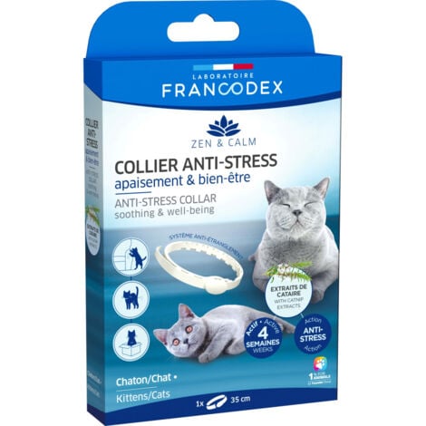 Collier calmant pour chats Phéromones Chat Collier apaisant Anti Stress Cat  Effet apaisant longue durée