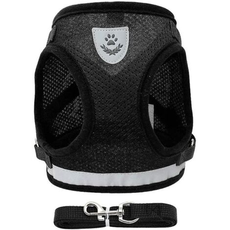 Collier anti-traction en maille douce pour chien/chat, collier réfléchissant tendance pour petits chiens (petit, noir)