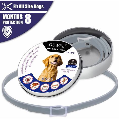 Collier Antiparasitaire pour Chiens,(3 Pack) Collier Anti-Puces et Anti-Tiques,Ajustable et Imperméable,Protection Efficace Pendant 8 Mois-Macaron