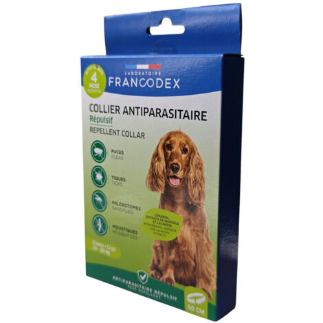 Collier Antiparasitaire Répulsif 50 cm Pour Chiens de 10 kg à 20 kg - Francodex