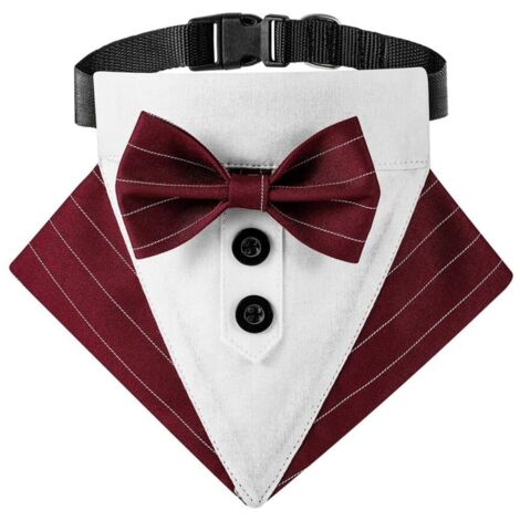 Collier Bandana Smoking pour Chien, Formel avec Noeud Papillon et Cravate Réglables - Fête Mariage Cadeau d'Anniversaire