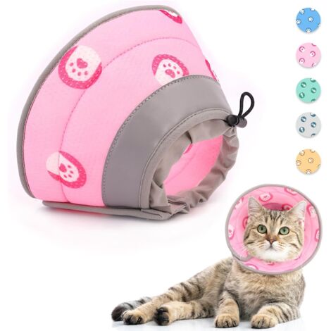 Collier cervical ajustable pour chat – Protection confortable couleur rose, taille S