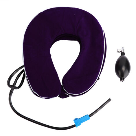 Collier Cervical Gonflable Adulte - Appareil d'Étirement et Traction Cervicale à Domicile - Support Violet