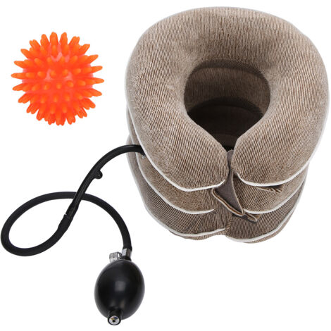 Collier cervical gonflable avec massage - Traction et soutien pour le cou - Appareil de thérapie à domicile