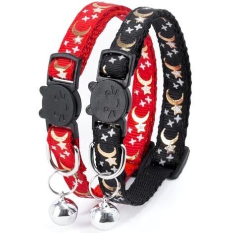 Collier Chat, Collier pour Chat Anti-étranglement, Cloche, Réfléchissant, Fermeture Rapide, Réglable de 21 à 35 cm, pour Chat et Chiot