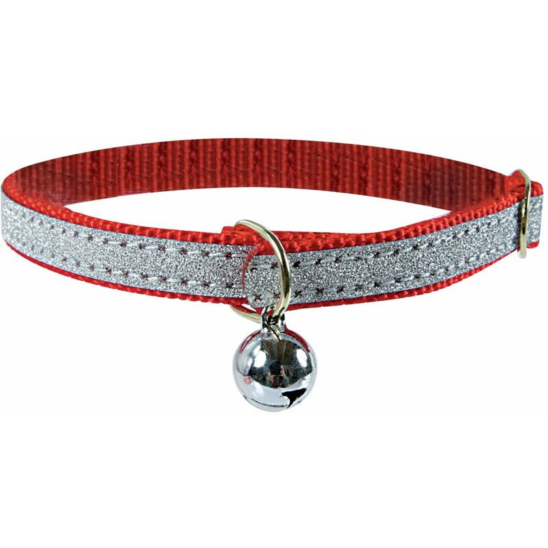 Collier chat lame 30 cm rouge