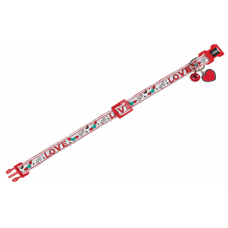 Collier chat LOVE blanc. 20-30cm x 10mm.