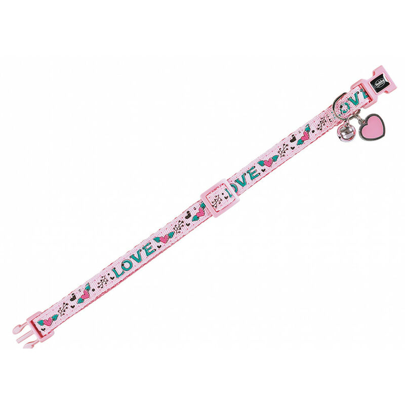 Collier chat LOVE rose. 20-30cm x 10mm.