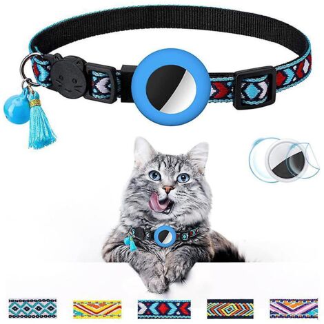collier Chat (s, Bleu),collier Pour Chat Avec Cloche Collier Chat Airtag Support Airtag Tanche Boucle De Scurit,collier Chat Anti Tranglement,coll