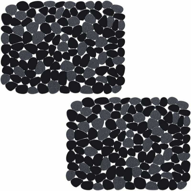 XVX - BR-Vie tapis d'évier de cuisine en pvc Noir 2 pcs 3040cm
