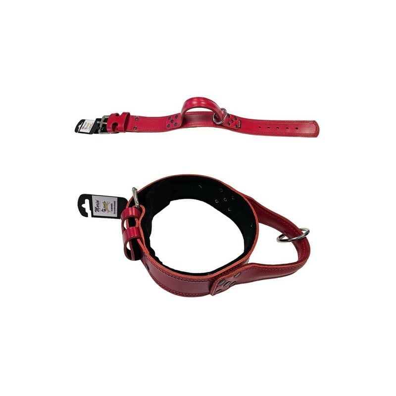 Collier chien d'intervention en cuir à poignée Désignation : Collier cuir d&039intervention à poignée Couleur : Rouge Longueur hors tout : Collier