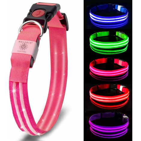 Collier Chien Lumineux Rechargeable 100% Waterproof Collier LED Réglable pour Petits/Moyens/Gros Chiens Super Lumineuse