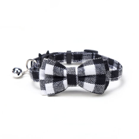 Collier, collier anti-étranglement pour chat, collier pour chat avec cloche et noeud papillon, collier mignon pour chaton et chat, noir, 2 pc