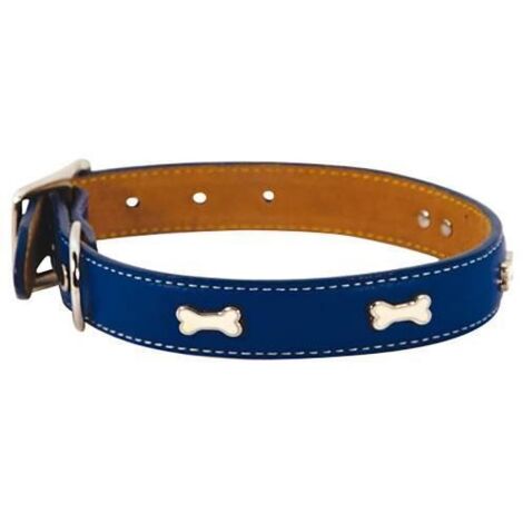 Collier Cuir Indigo Bleu Taille : T2