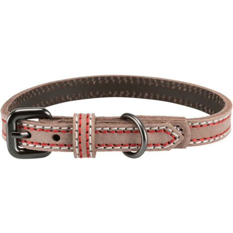 Collier cuir L-XL   52-61 cm/30 mm taupe pour chien - Trixie