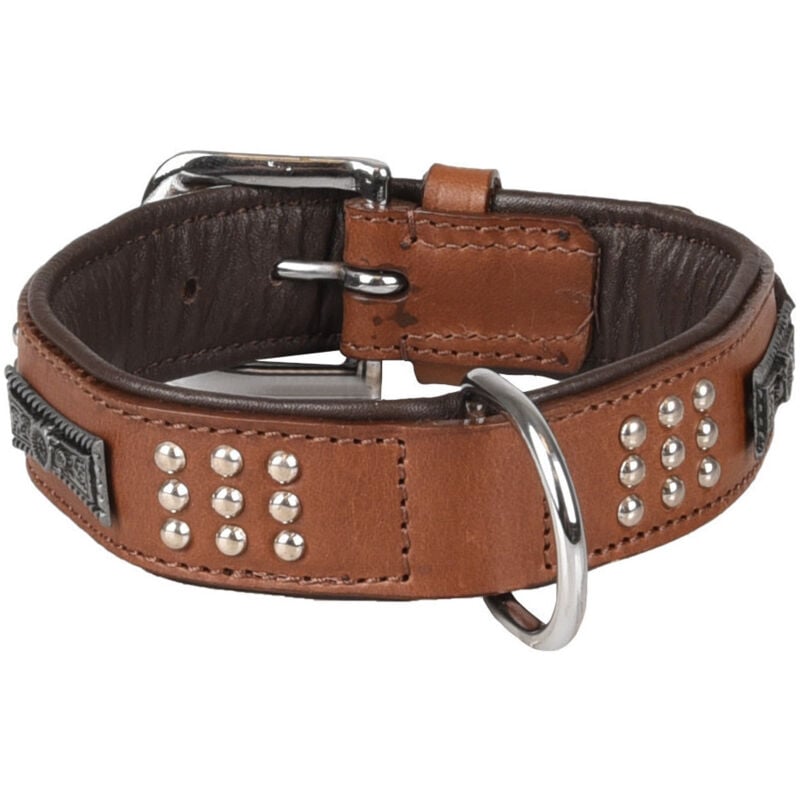 Flamingo Pet Products - Collier Cuir sedona brun taille s/m 31-35 cm pour chien. - Flamingo