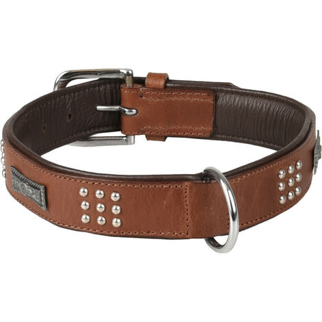 Collier Cuir SEDONA brun taille XL 47-55 cm pour chien. - Flamingo