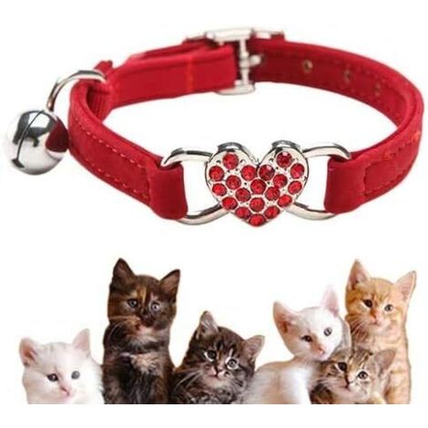 Collier de Chat Ajustable en Velours Doux avec Cloche, Fourniture d'animaux Domestique Mignon