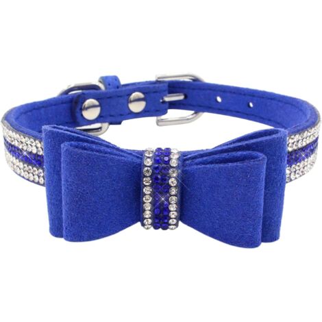 Collier de chien doux noeuds papillon (bleu M)-Fei Yu