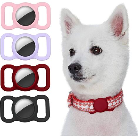 Collier de chien en silicone souple 4PCS (gris foncé + vin rouge + violet + rose)