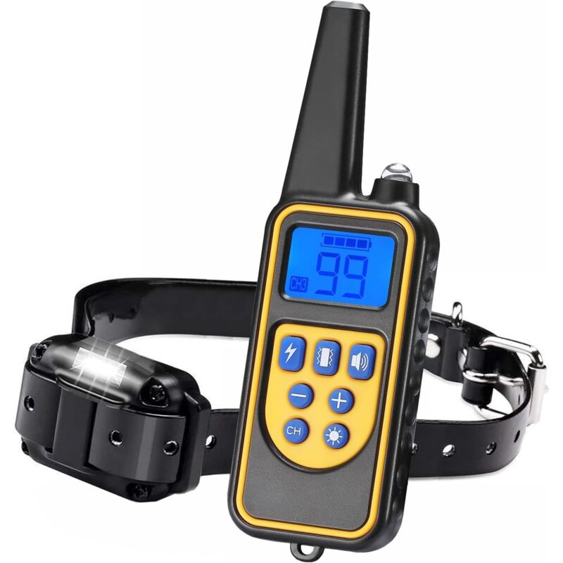 Dpzo - Collier de chien Rechargeable 1000m, Collier avec Mode Vibration, Son, Choc Statique et Lumière Adapté Aux Chiens de Petits, Moyens et Grands