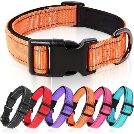 Collier de chien réglable en nylon doux et respirant réfléchissant (S, orange)
