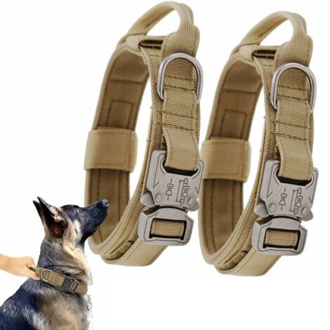 Collier de Chien Tactique, Collier Réglable Militaire en Nylon avec Poignée de Commande, Laisse de Chien Bungee Tactique avec Boucle en Métal pour Chiens de Taille Moyenne Chasse