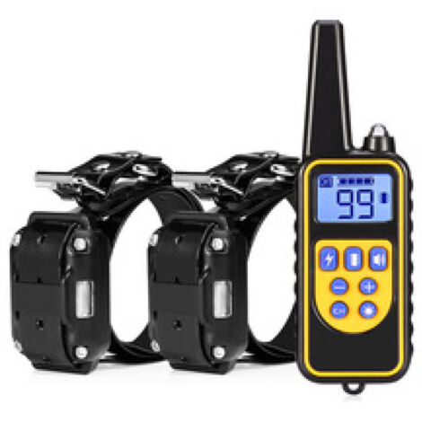 Collier de chien télécommandé Collier de Dressage pour Deux Chiens Rechargeable et IP67 Étanche avec Distance de 800m avec 99 Niveaux de Mode Vibration, Choc Electrique, Sonore