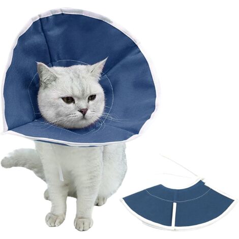 Collier de convalescence pour chat, conique réglable et doux, protection des plaies, récupération chirurgicale, pour animal domestique, respirant, bleu