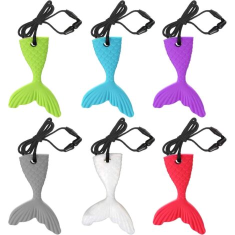 Collier de dentition à mâcher breloques de dentition en silicone, 6 pièces jouets à mâcher colorés pour l'entraînement calmant les enfants jouets à mâcher,