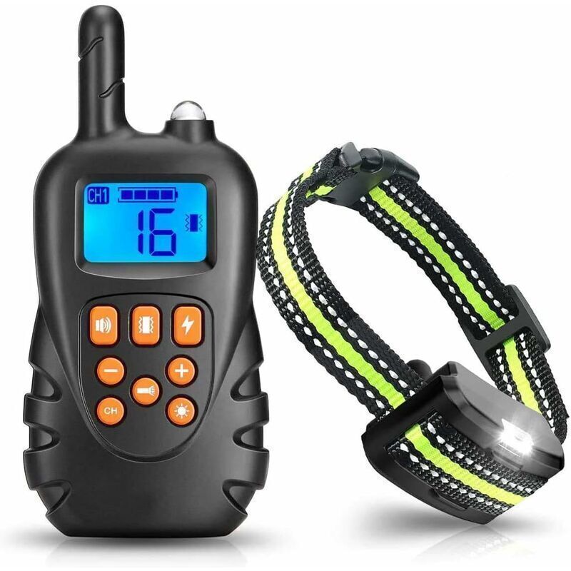 Collier de dressage anti-aboiements pour chien avec télécommande, récepteur étanche IPX7, rechargeable, portée de 600 mètres, 3 modes