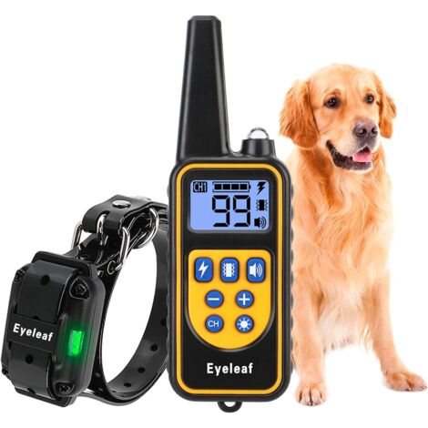 Collier de Dressage pour Chien avec Beep Vibra Choc collier dressage chien étanche et Rechargeable Collier télécommande 800 Verges Collier Electrique pour Chien pour la formation de chien (Jaune)