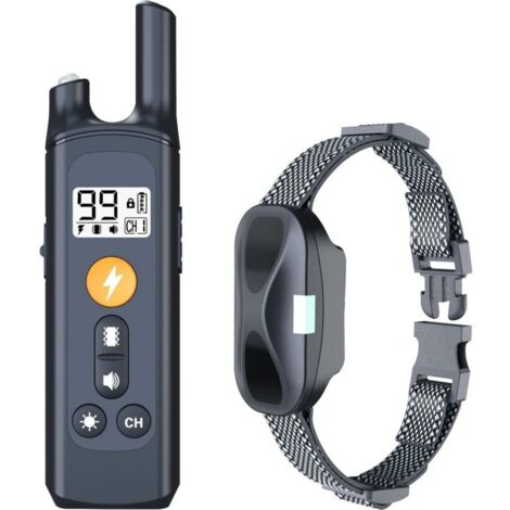 Collier de dressage pour chien avec télécommande (610 m), collier antichoc pour chien avec modes de vibration et de bip, émett rechargeable avec verrouillage de sécurité, collier étanche, 99 niveau