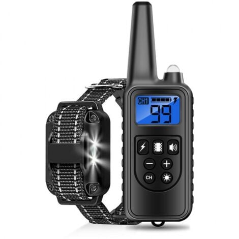 Collier de Dressage pour Chien, Collier Électrique Chien avec Télécommande 900M et 3 Modes Bip Vibration Choc 99 Niveaux Collier Éducation Positive