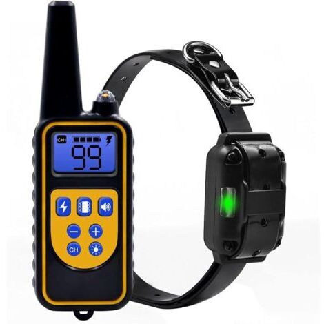 Collier de dressage pour chien étanche IP67 avec anneau vibrant et lumière LED, modes de dressage, collier de dressage pour chien à vibration réglable, noir (Noir)